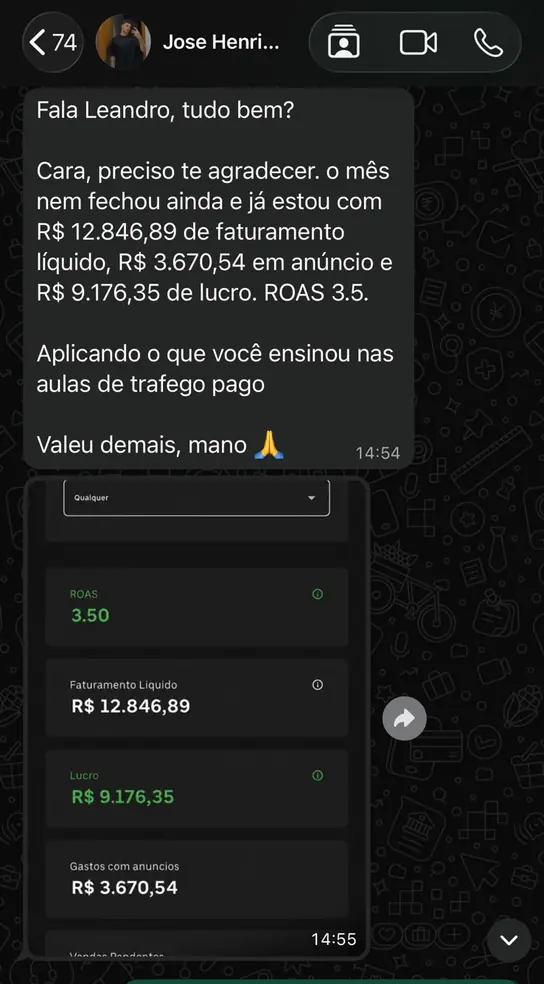 Print de resultado de aluno