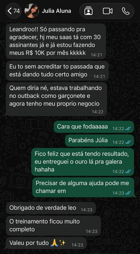 Print de resultado de aluno